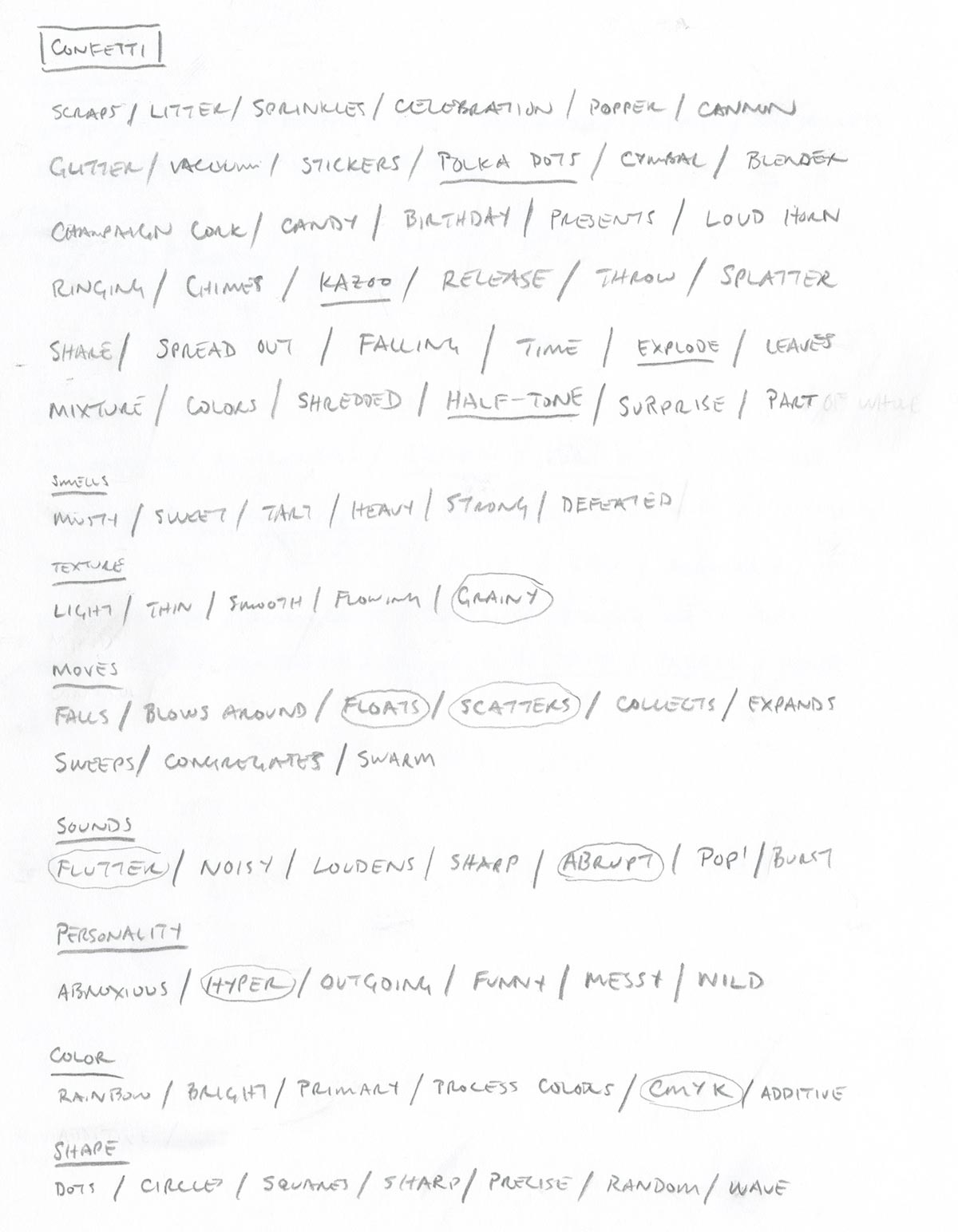 free writing notes