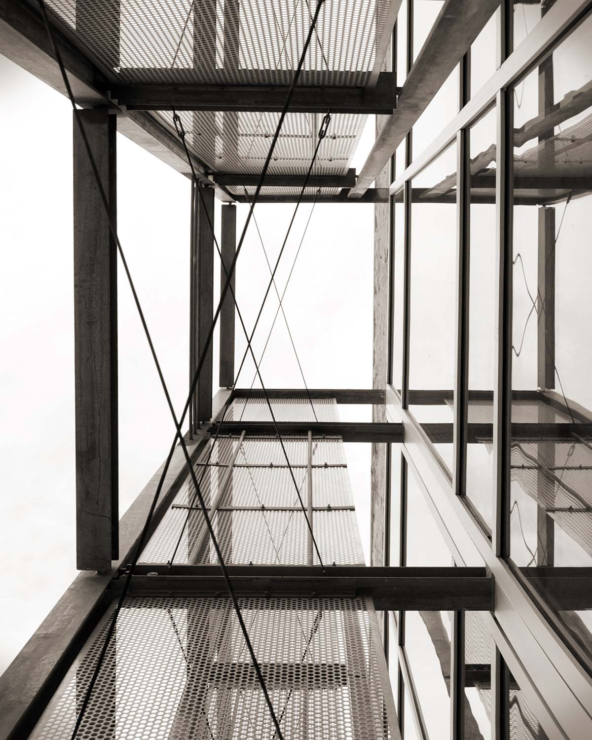 looking up at girders